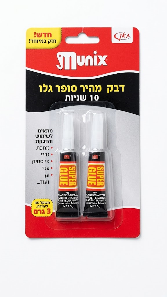 דבק סופר גלו זוג בלוח 24\1 בקר