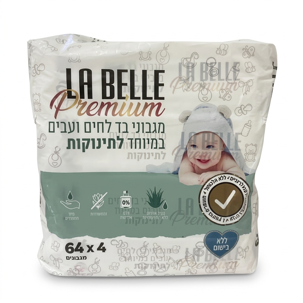 לה בל מגבונים לחים ללא בישום 4 יח' 1/6