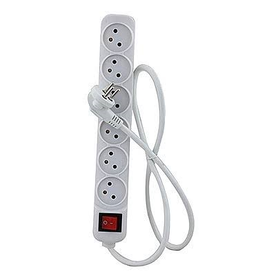 סמיקום רב-שקע 6 + מפסק, כבל 1 מטר