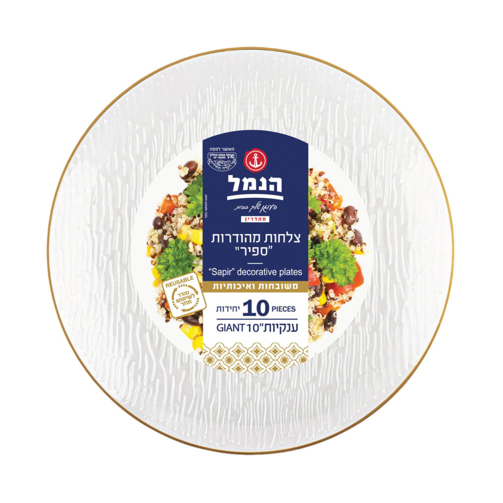 ספיר צלחת ענקית פס זהב 10 יח' 1/12