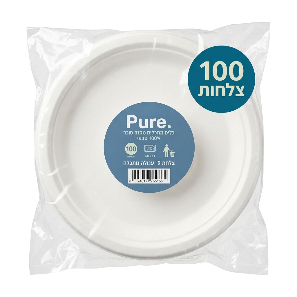 פיור צלחת גדולה מתכלה גודל 9 100 יח' 1/10
