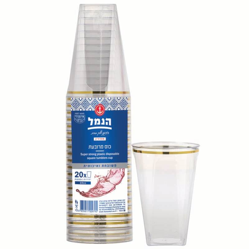 כוס קריסטל מרובעת פס זהב גודל 10 הנמל 1/24