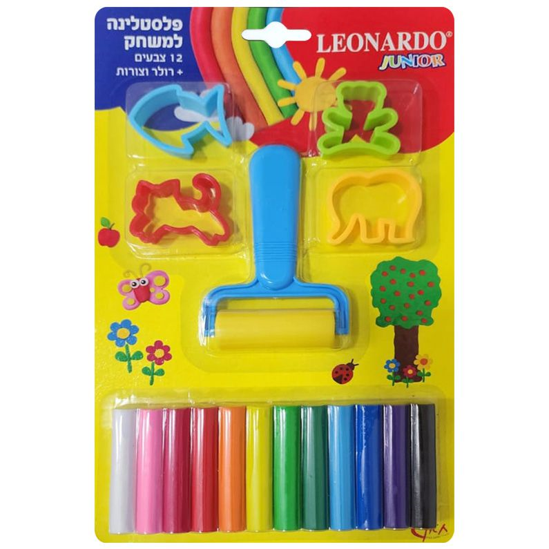 פלסטלינה + רולר 12 צבעים 1/12
