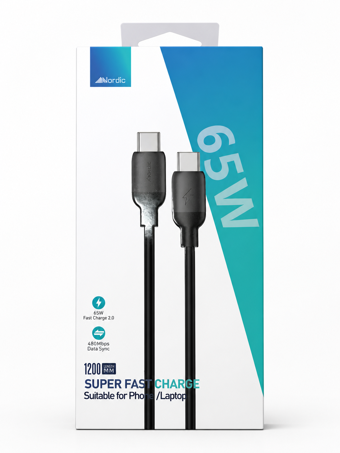 נורדיק כבל מהיר Type-C 65W 1/10