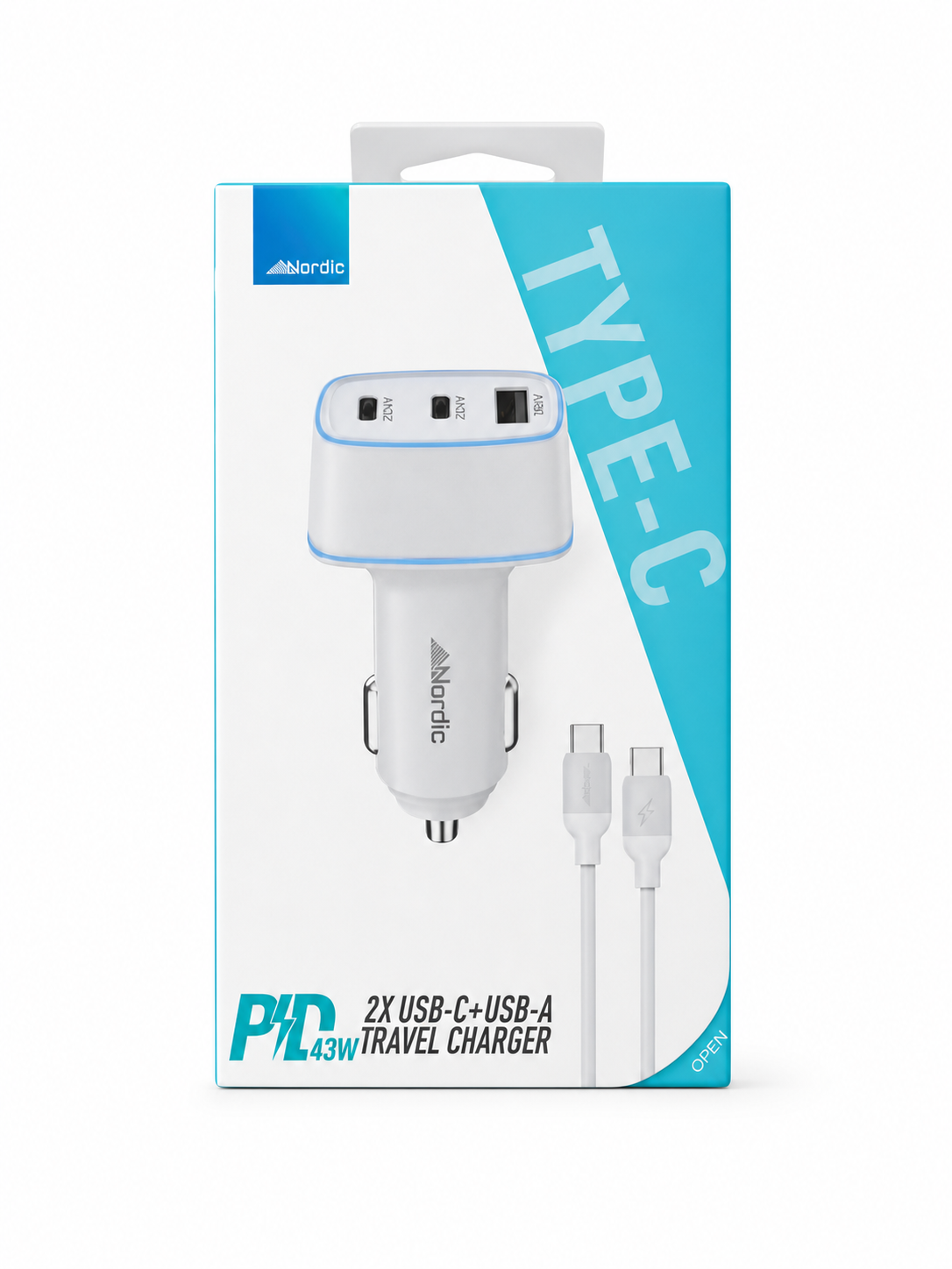 נורדיק מטען רכב מהיר 43W Type-C 1/10